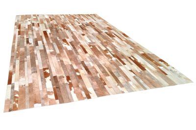 Beige plus Brown & White stripes cowhide rug