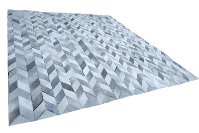 Gray chevron cowhide rug