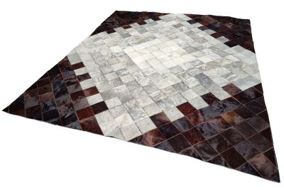 Gray & Brown Brindle rhombuses cowhide rug