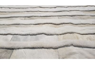 White stripes Cowhide & Sheepskin rug