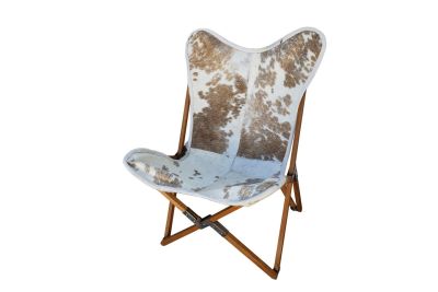 Tripolina cowhide chair, brown and white & natural frame 