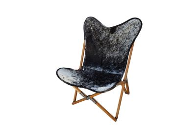 Tripolina cowhide chair, salt and pepper & natural frame 