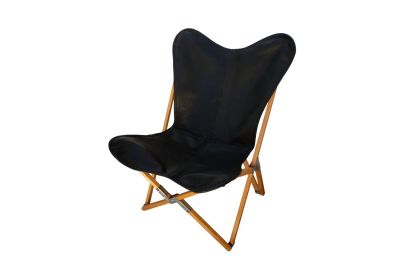 Tripolina cowhide chair, black leather & natural frame 