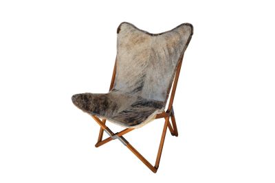 Tripolina cowhide chair, light brindle & light mahogany frame