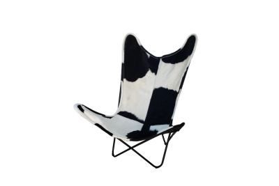 Butterfly 2020 black and white cowhide chair - black frame