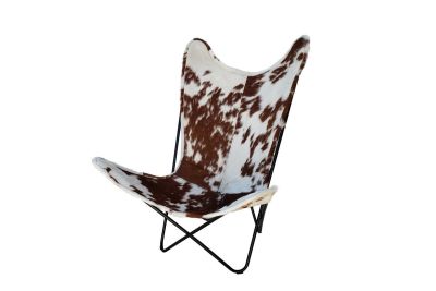 Butterfly 2020 brown and white cowhide chair - black frame