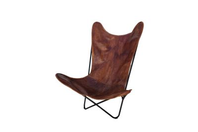 Butterfly 2020 brown leather chair - black frame
