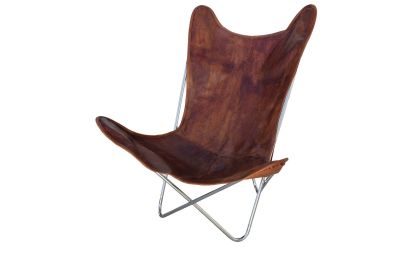 Butterfly 2020 brown leather chair - chrome frame