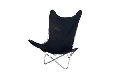 Butterfly 2020 black leather chair - chrome frame