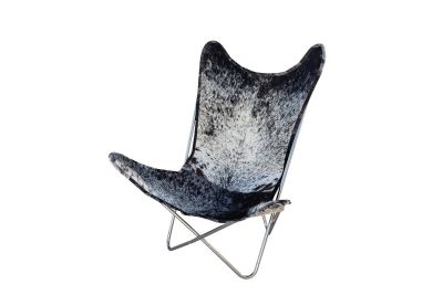Butterfly 2020 salt & pepper cowhide chair - chrome frame