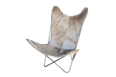 Butterfly 2020 light brindle cowhide chair - chrome frame