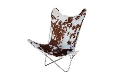 Butterfly 2020 brown and white cowhide chair - chrome frame