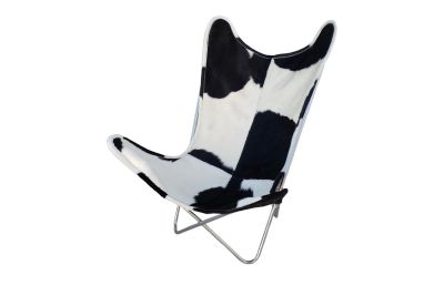 Butterfly 2020 black and white cowhide chair - chrome frame