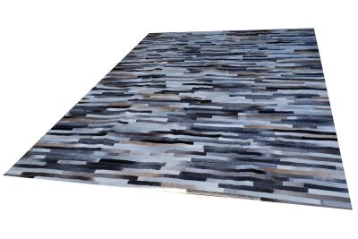 Gray & Beige stripes cowhide rug
