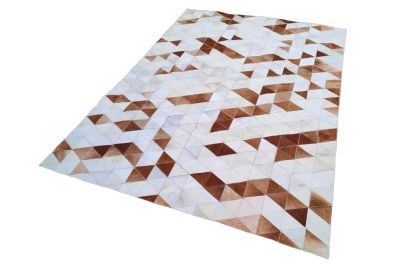Brown & White triangles cowhide rug