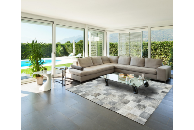 Gray brindle cowhide rug