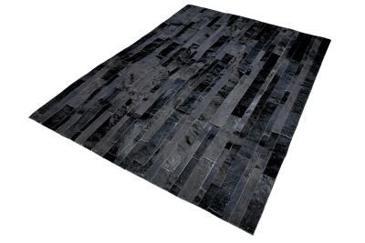 Black stripes cowhide rug