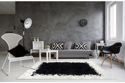 Nimbus black and white cowhide rug
