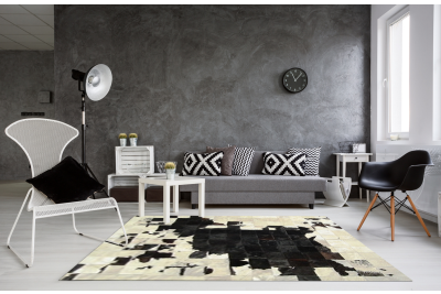 Black and white Mapa cowhide rug