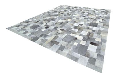 Elegant Gray Geometric Shapes cowhide rug