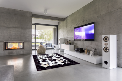 Black and white cowhide rug