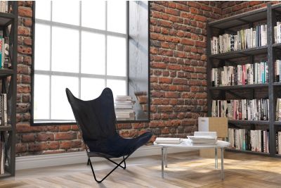 Butterfly 2020 black leather chair - black frame