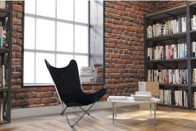 Butterfly 2020 black leather chair - chrome frame