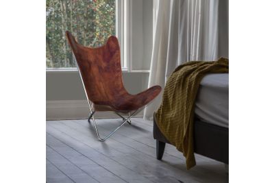 Butterfly 2020 brown leather chair - chrome frame