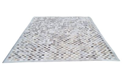 Small squares Gray cowhide rug