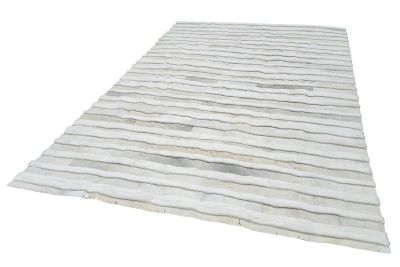 White stripes Cowhide & Sheepskin rug