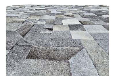 Elegant Gray Geometric Shapes cowhide rug