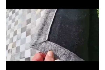 Small squares Gray cowhide rug