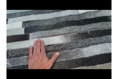 Gray & Beige stripes cowhide rug