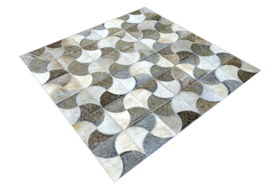 Gray windmill cowhide rug