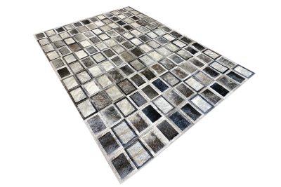 Gray magic cubes cowhide rug