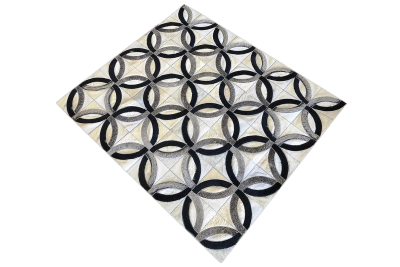 White, black and gray chain cowhide rug