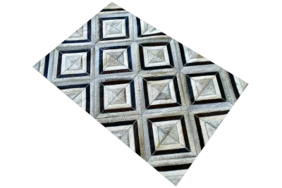 Gray and black diamond cowhide rug