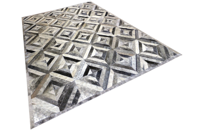 Gray diamond cowhide rug