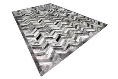 Gray thin Herringbone cowhide rug