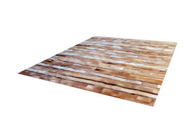 Beige stripes cowhide rug