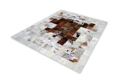 Salt and pepper brown cowhide rug