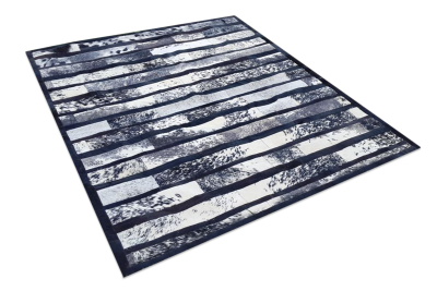 Salt and pepper stripes cowhide rug