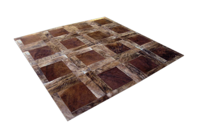 Brown brindle blocks cowhide rug