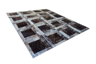 Gray brindle blocks cowhide rug
