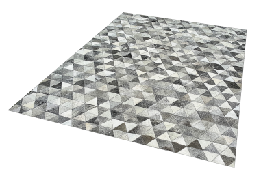 Gray triangles cowhide rug