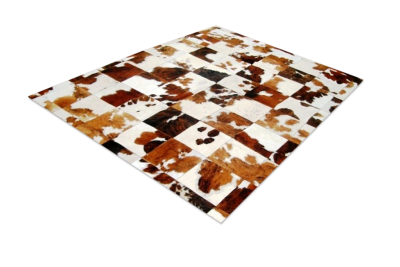 Exotic tricolor cowhide rug