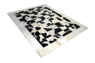 Radiant white and black cowhide rug