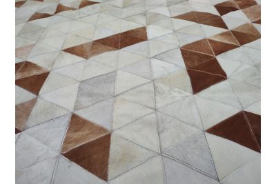 Brown & White triangles cowhide rug