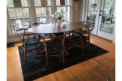 Black stripes cowhide rug