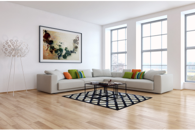 Black and beige crossed ways cowhide rug